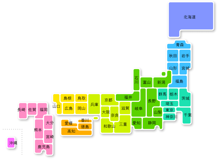 日本地図から都道府県を選択